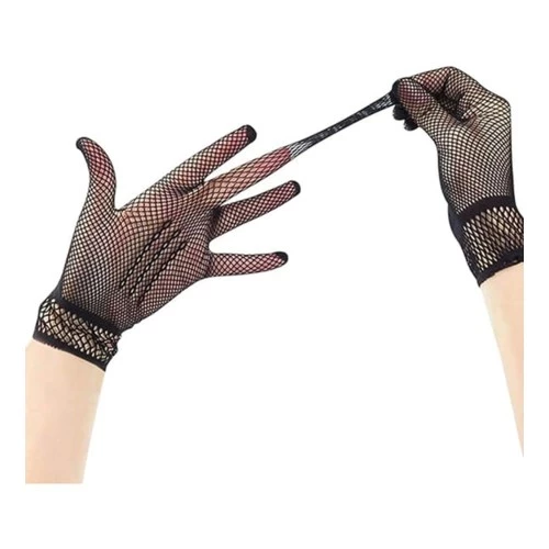 Periboia Siyah Renk Likralı File Eldiven Parmaklı Örgü Eldiven Yetişkin Boy - Resim 2