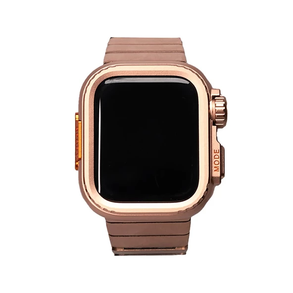 Apple Watch 7 45mm Redclick KRD-126 Kordon + Sert Kasa Koruyuculu Metal Kordon - 11