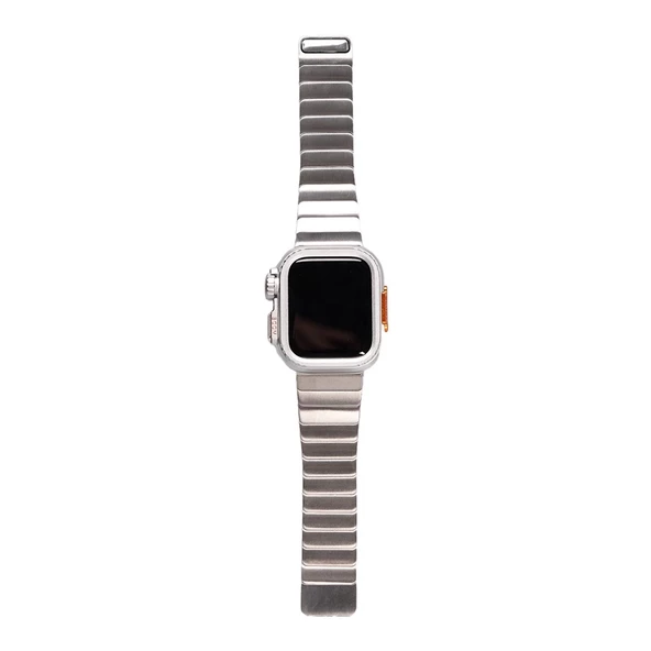 Apple Watch 7 45mm Redclick KRD-126 Kordon + Sert Kasa Koruyuculu Metal Kordon - 4