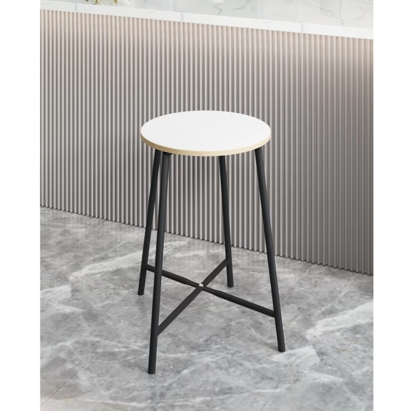 Eportatif Bar Sandalyesi Bar Taburesi Mutfak Sandalyesi Beyaz 1523 - 2