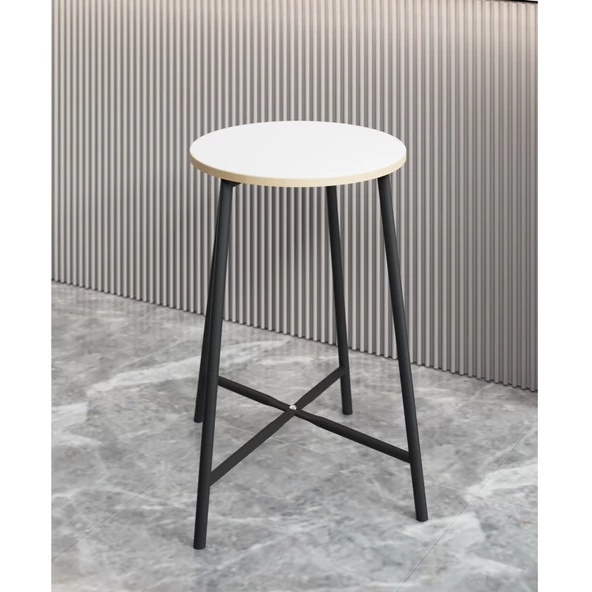 Eportatif Bar Sandalyesi Bar Taburesi Mutfak Sandalyesi Beyaz 1523 - 3