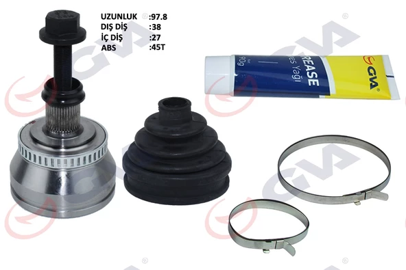 AKS KAFASI DIŞ ÖN PASSAT 1.9TDI 01-05 ABS Lİ 45DİŞ 130HP AVF 38x27x59.5 97.5mm