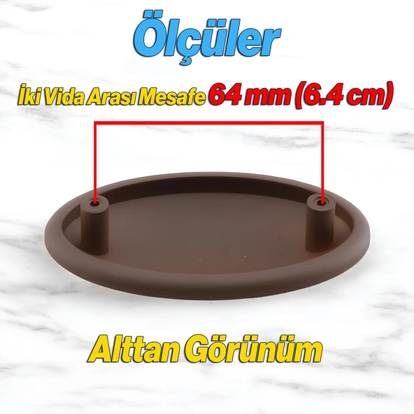 Damla 10 Adet Kulp 64 mm 6.4 cm Kahverengi Çekmece Mutfak Mobilya Dolabı Dolap Kulpu Kulbu Kulpları - 2