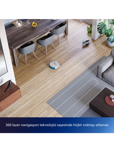 Philips HomeRun 3000 Serisi Aqua XU3000/02 Beyaz Akıllı Robot Süpürge - 3