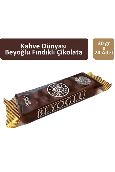 Kahve Dünyası Beyoğlu Sütlü Fındıklı Çikolata 30 gr x 24 Adet