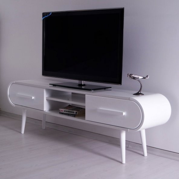 Oval Tv Sehpası Ahşap 2 Çekmeceli Kaliteli ürün - 4