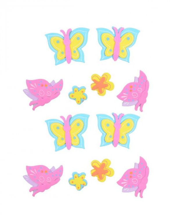 Dolphin Kelebek-Çiçek Eva Sticker