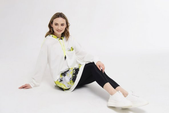 Kapşonlu Paraşüt Garnili Penye Sweatshirt - 12