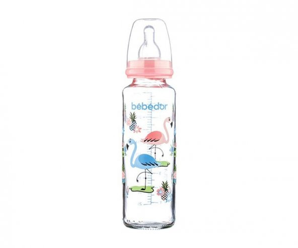 Bebedor 31302 Desenli Cam Biberon 250 Ml - Pembe