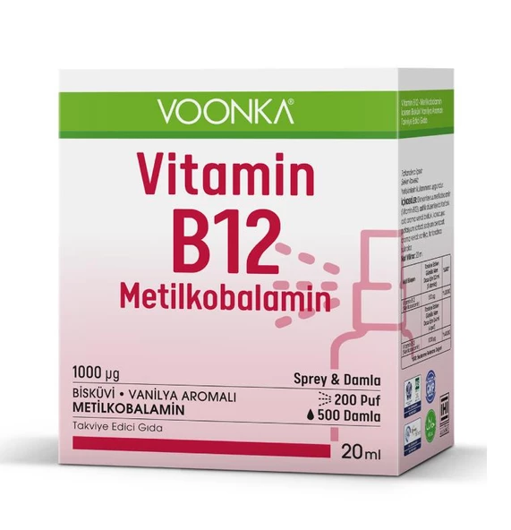 Voonka Vıtamın B12 Metılkobalamın Damla / Sprey 20 ml