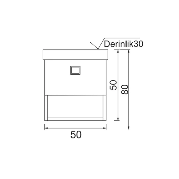 Denko Gloria 50 cm MDF Antrasit Gri Banyo Dolabı Alt Modül ve Seramik Lavabo - Resim 3