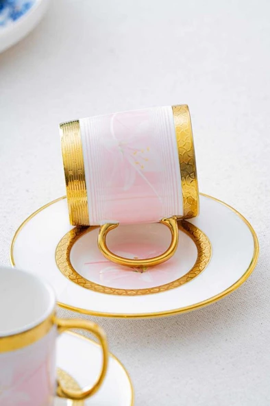 Acar HXF-06860 Lanthe Lone Pembe 6lı Kahve Fincanı Takımı - 3