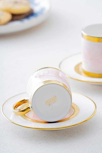 Acar HXF-06860 Lanthe Lone Pembe 6lı Kahve Fincanı Takımı - 2