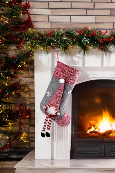 Noel Temalı Dekoratif Hediye Çorap Yılbaşı Çam Ağacı Süsü 50 cm - 6