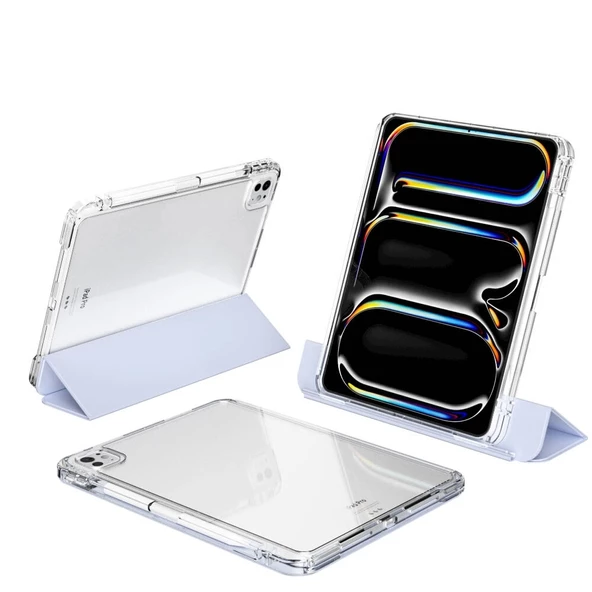 ​​​Apple iPad Pro 11 2024 Uyumlu Kılıf Magnetik Ayrılabilen Airbagli Kablosuz Kalem Şarjı-Uyku Modu Sliding Tablet Kılıf - 6