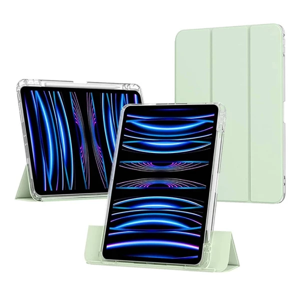 ​​​Apple iPad Air 13 2024 Uyumlu Kılıf Magnetik Ayrılabilen Airbagli Kablosuz Kalem Şarjı-Uyku Modu Sliding Tablet Kılıf - 4