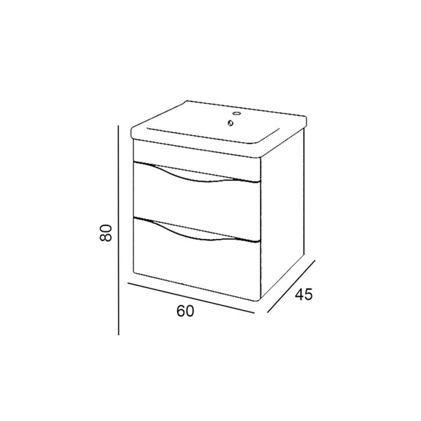 Denko İdea 60 cm MDF aBeyaz Banyo Dolabı Alt Modül ve Seramik Lavabo - Resim 3