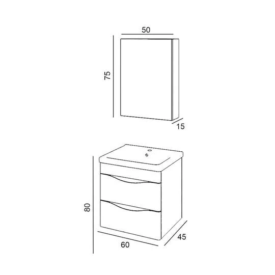 Denko İdea 60 cm MDF Beyaz Banyo Dolabı Takımı - Resim 3