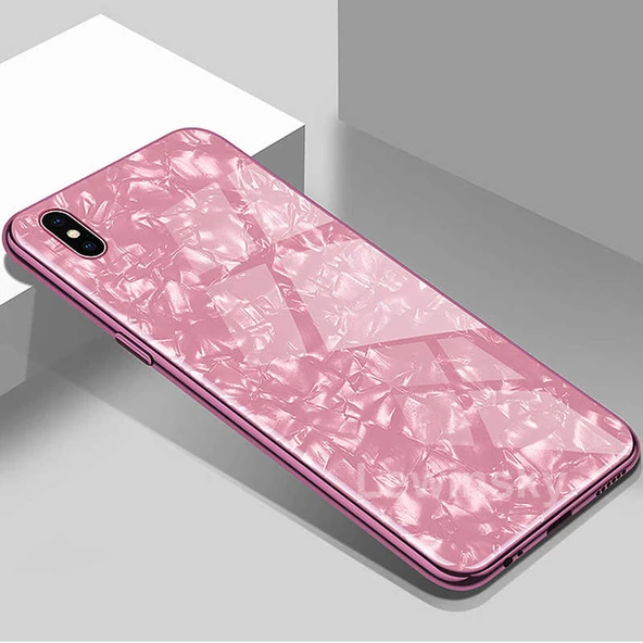 iPhone XS Max Kılıf Mermer Desenli Marbel Cam Silikon Kılıf - Resim 4