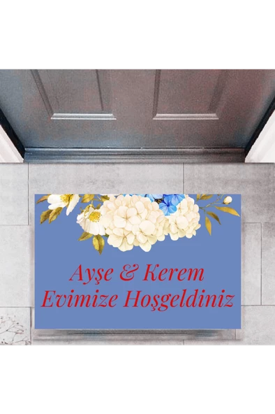 Kapı Önü Paspası Dekoratif Dijital Baskı Evimize Hoşgeldiniz P-2455