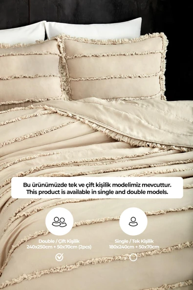 Evlen Home Collection Pamuklu Echos Yatak Örtüsü Takımı Günlük Çift (Taraflı) Kişilik 3 Parça Dolgulu El İşi - 4