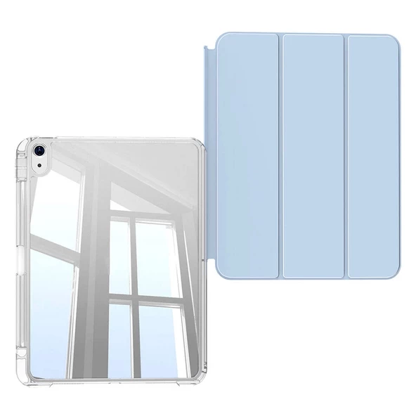 ​​​Apple iPad Air 11 2024 Uyumlu Kılıf Magnetik Ayrılabilen Airbagli Kablosuz Kalem Şarjı-Uyku Modu Sliding Tablet Kılıf - 6