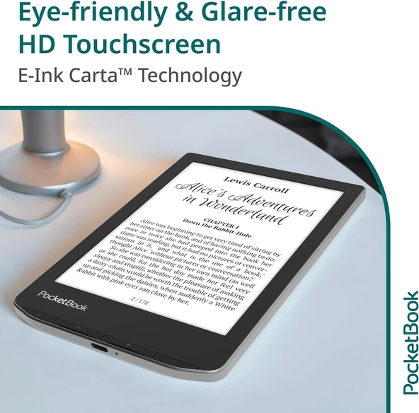 PocketBook Verse E-okuyucu | 6'' E-Ink Carta™ HD | Ayarlanabilir Akıllı Işık | 1 Ay Pil Ömrü | Misty Grey - 3
