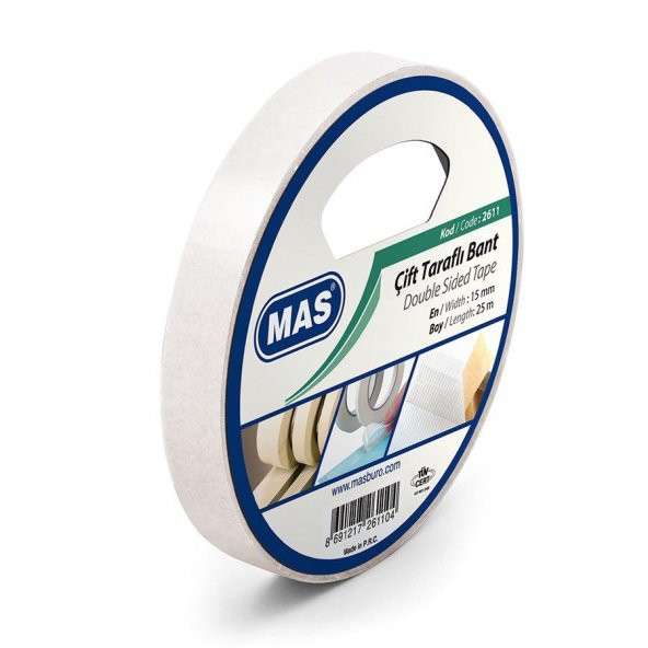 Mas Çift Taraflı Bant 15x25 Mt 2611