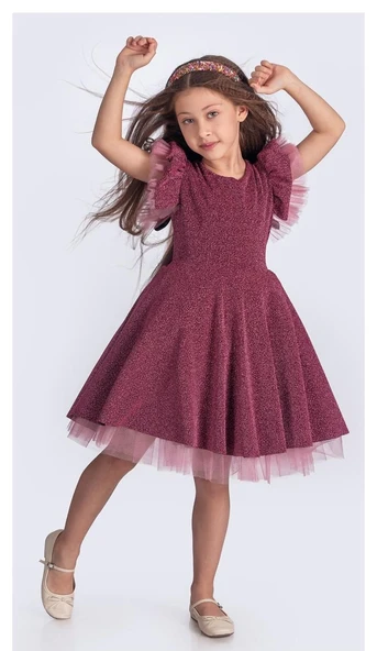 Simli Şanzelize Kız Çocuk Abiye Elbise M00669 - 8