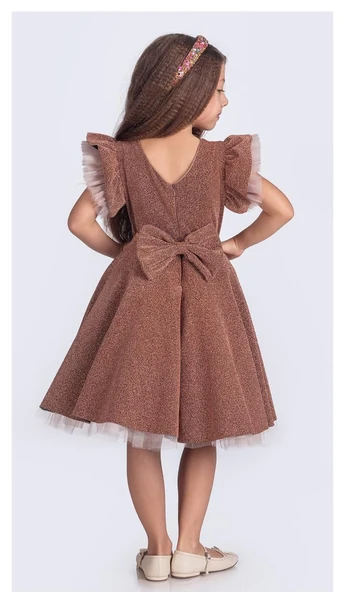 Simli Şanzelize Kız Çocuk Abiye Elbise M00669 - 5