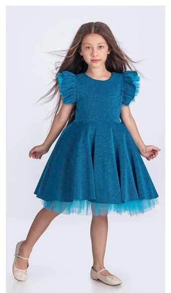 Simli Şanzelize Kız Çocuk Abiye Elbise M00669 - 6