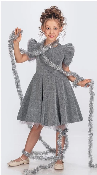 Simli Şanzelize Kız Çocuk Abiye Elbise M00669 - 12