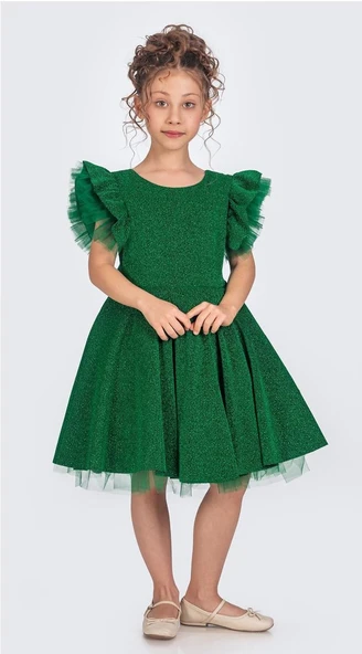 Simli Şanzelize Kız Çocuk Abiye Elbise M00669 - 4