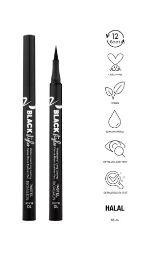 PASTEL GÖZ KALEMİ & PROFASHION BLACK STYLER WATERROOF LONG LASTING DENSE BLACK EYELİNER PEN NO: 10