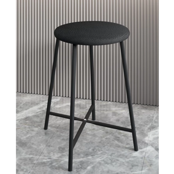 Eportatif Bar Sandalyesi Bar Taburesi Mutfak Sandalyesi Siyah Döşemeli 1525 - 3