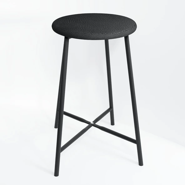 Eportatif Bar Sandalyesi Bar Taburesi Mutfak Sandalyesi Siyah Döşemeli 1525 - 4