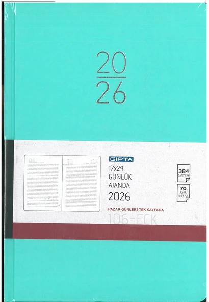 Gıpta 2026 Ajanda Günlük 17x24 Çizgili Açık Yeşil Hafta Sonları Ayrıdır ürün görseli 1