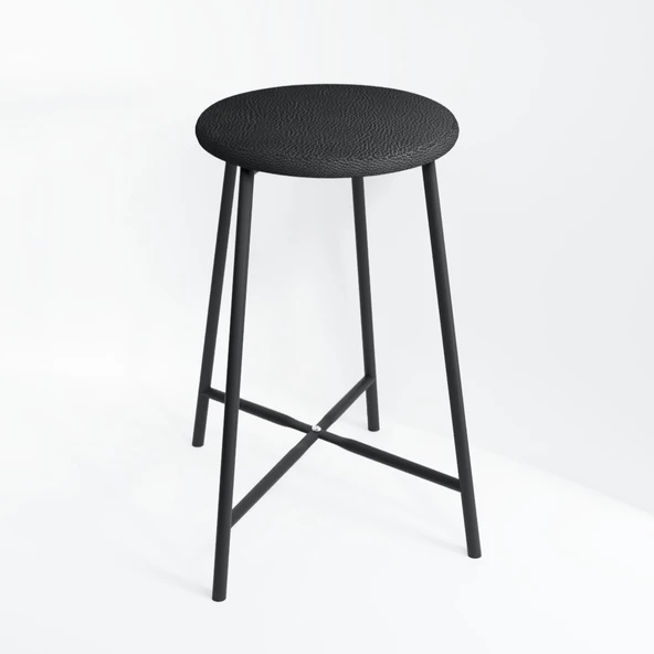 Eportatif Bar Sandalyesi Bar Taburesi Mutfak Sandalyesi Siyah Döşemeli 1525 - 5