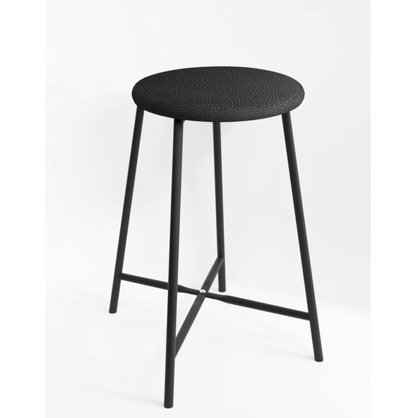 Eportatif Bar Sandalyesi Bar Taburesi Mutfak Sandalyesi Siyah Döşemeli 1525 - 6