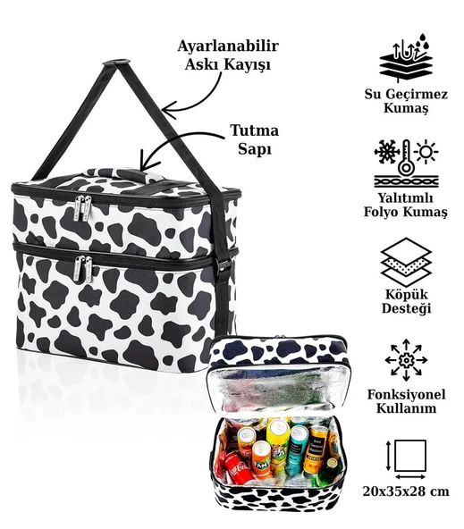 Kamp Piknik Termal Soğutucu Yalıtımlı Buzluk Termos Çanta 22 Lt - 960 Dalmaçya Desenli - 5