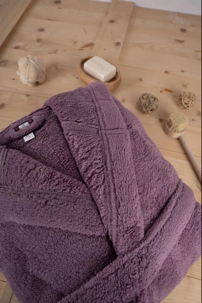 Wellsoft Peluş Yetişkin Kapüşonlu Cepli Bornoz - 3