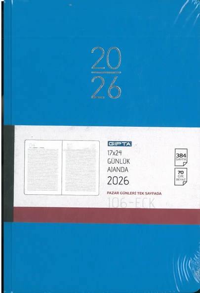 Gıpta 2026 Ajanda Günlük 17x24 Çizgili 106-eck Mavi Hafta Sonları Ayrıdır ürün görseli 1