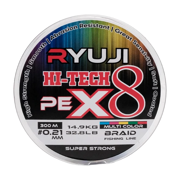 Ryuji HI-Tech PE 8B Multicolor 300m İp Misina Kalınlık (mm) : 0,15mm