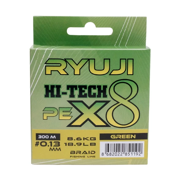 Ryuji HI-Tech PE 8B Green 300m İp Misina Kalınlık (mm) : 0,17mm - 2