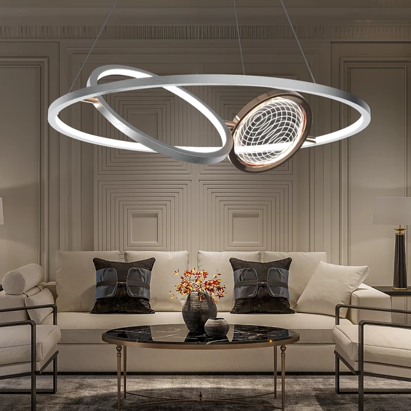 Apliqa Bennan 60'lık 60 Watt Krom Gold Modern Oturma Odası, Mutfak, Salon Led Avize