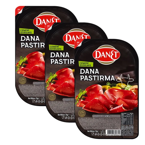 Danet Dana Pastırma Çemeni Sıyrılmış Dilimli 70 g x 3 Adet