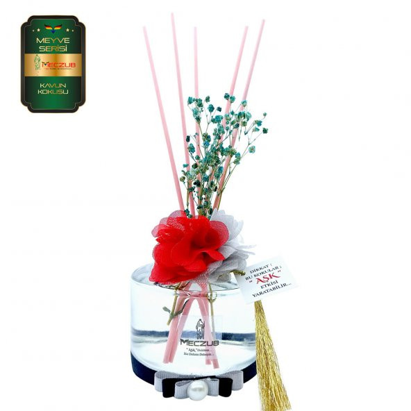 Meczub Meyve Serisi Kavun Kokulu 10 x 200 ml Silindir Şişe Bambu Çubuklu Ortam Kokusu