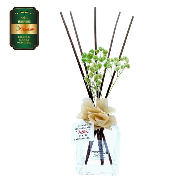 Meczub Mix Serisi Çilek & Sakız Kokulu 10 x 120 ml küp Şişe Bambu Çubuklu Ortam Kokusu ürün görseli