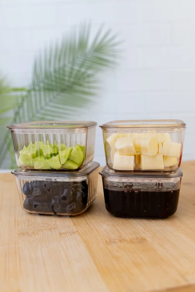 6 Bölmeli Tepsili Ve Kapaklı 13 Parça Büyük Boy Kahvaltılık Seti, Saklama Kabı - 7