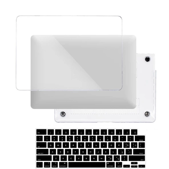 MacBook Air 13.3 İnç Kılıf M1 / A2337-A2179-A1932, için Dayanıklı Koruyucu Şeffaf Plastik Sert Kılıf  Set2